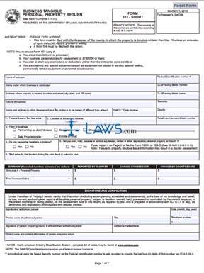 Form 11274 Business Tangible Personal Property Return (Short)